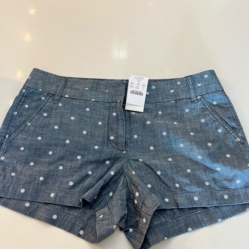 NWT J. Crew Factory Women's Polka Dot Denim Shorts